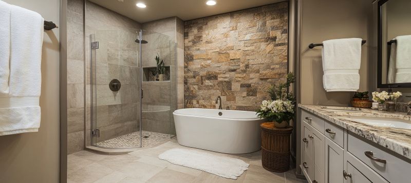 Spa Bath with Natural Stone Accents